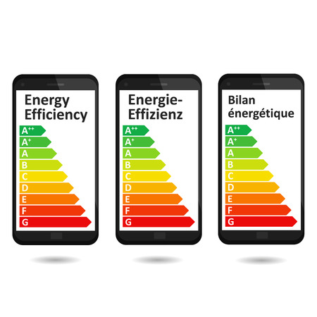 Energy efficiency smartphone app. EPS10 vector illustration.のイラスト素材