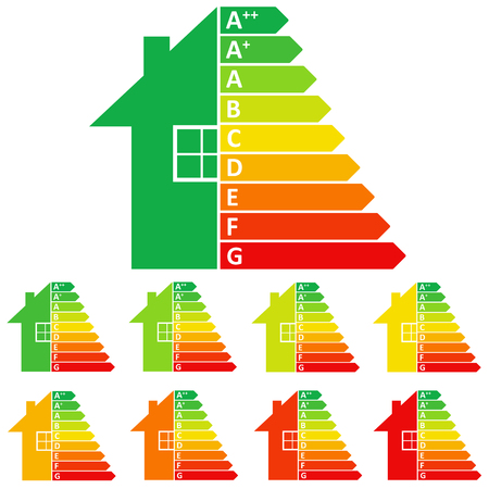 Energy efficiency label house. vector illustration.のイラスト素材