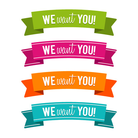 Colorful we want you ribbons. Eps10 Vector.のイラスト素材