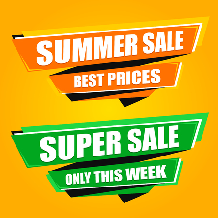 Summer Sale origami bannersのイラスト素材