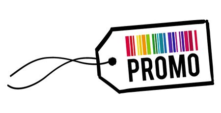 Promo Price Tag with colorful bar code.のイラスト素材