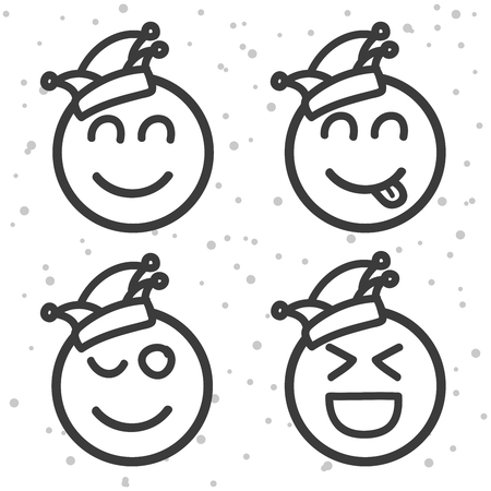 Carnival smileys. Rose Monday Emoticons Set.のイラスト素材