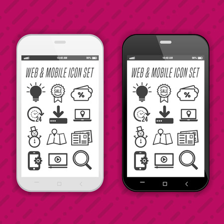 Modern Smartphones with app icons on the touch screen Display.のイラスト素材