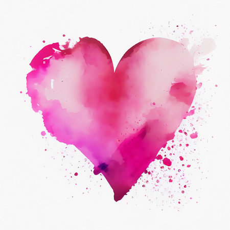 Watercolor pink heart shape. generative ai.の素材