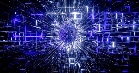3d Render,abstract Texture,wireframe Background,forming Face,wallpaper,の写真素材