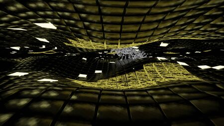 3d render ,yellow golden green,Sci-Fi,Abstract texture brick block backgroundの写真素材