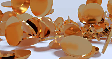 gold coin drop on backgroundの写真素材