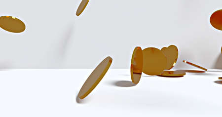 gold coin drop on backgroundの写真素材