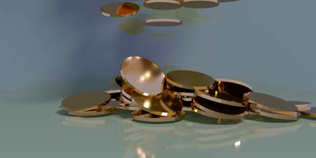 gold coin drop on backgroundの写真素材