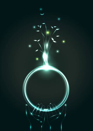 Beautiful abstract lighting effect and earth symbolic vector illustrationのイラスト素材