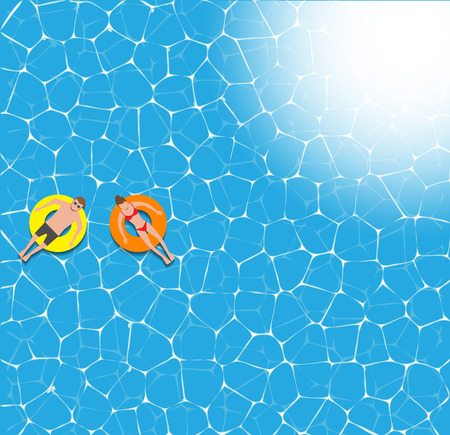 Couple floating on the beach with beautiful sea back ground vector illustrationのイラスト素材