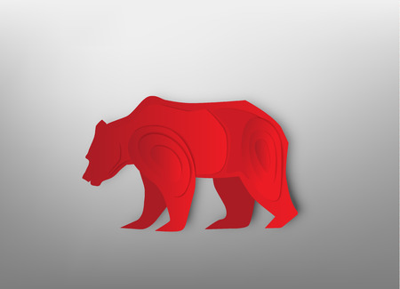 Bear paper art  for stock market vector and illustrationのイラスト素材