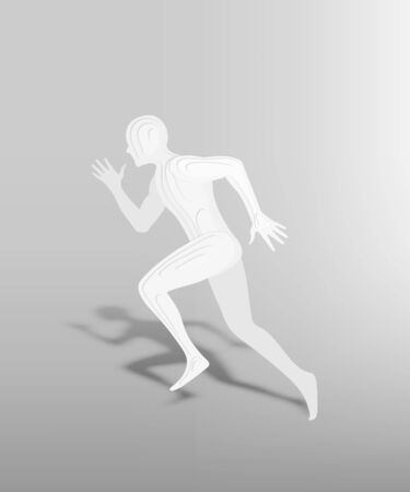 Running human in paper art style with 3d layer vector illlustrationのイラスト素材