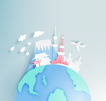 Tokyo japan city paper art style vector illustrationのイラスト素材