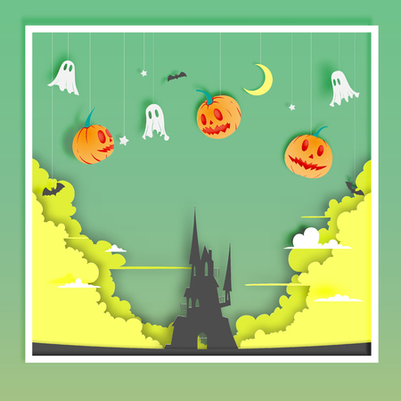Happy Halloween paper art.のイラスト素材