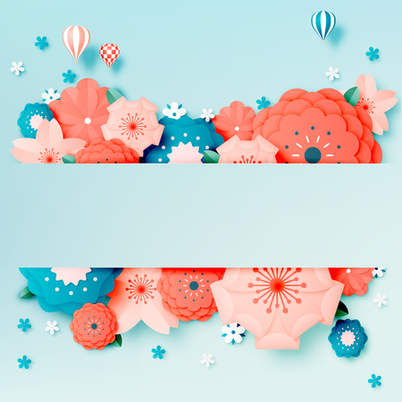 Beautiful floral paper art with pastel color scheme vector illustationのイラスト素材
