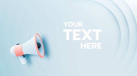Megaphone announcement with paper art style and pastel color scheme vector illustrationのイラスト素材