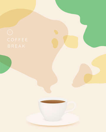 Coffee break background with coffee cup and pastel color schemeのイラスト素材