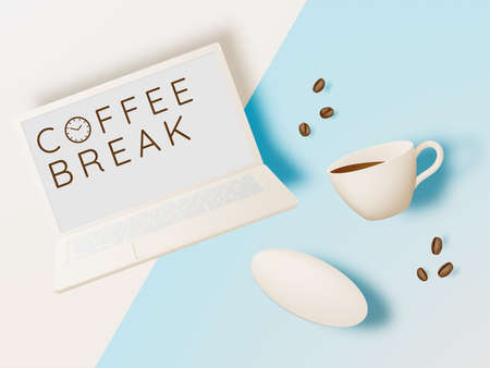 Coffee break background with coffee cup and pastel color schemeのイラスト素材