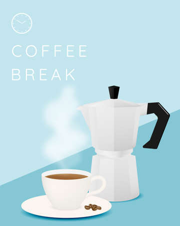 Coffee break background with coffee cup and pastel color schemeのイラスト素材