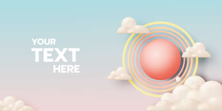 Sun and cloud for clear weather in pastel color scheme vector illustrationのイラスト素材