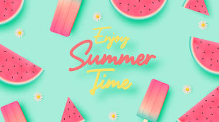 Ice cream for summer season very cute character design in pastel scheme vector illustration