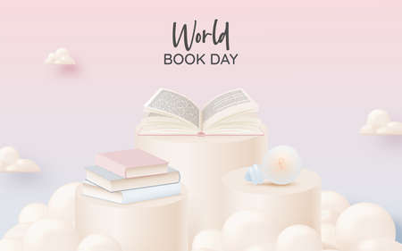 Concept art of book for celebrate world book day with pastel color scheme vector illustrationのイラスト素材