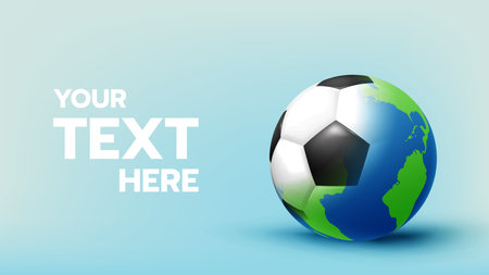 Soccer ball or football ball with merge with world 3d Style vector Ball illustrator backgroundのイラスト素材