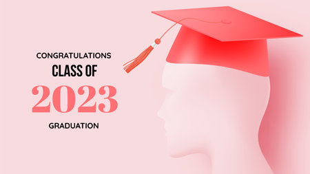 Graduation hat background for education and end of school poster or background concept with pastel color scheme vector illustrationのイラスト素材