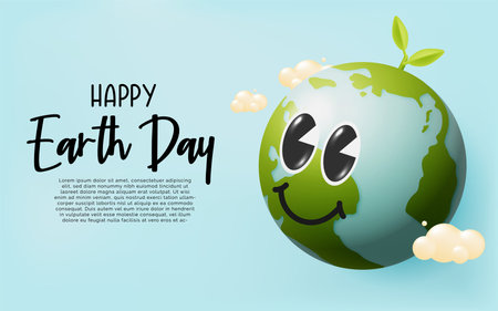 Happy earth day concept art with cute character design and pastel color scheme vector illustrationのイラスト素材