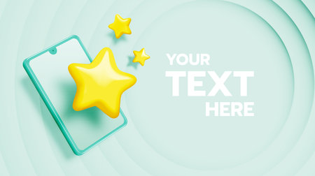 Star rating on mobile phone application 3d realistic vector illustrationのイラスト素材