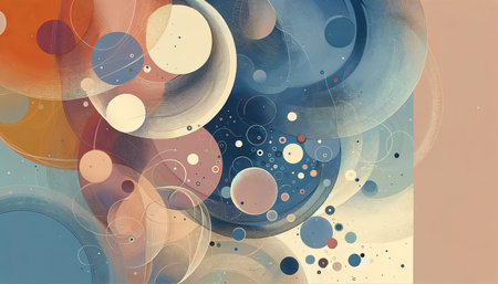 An abstract digital painting with dynamic swirls, merging warm and cool tones, evoking a sense of cosmic motion and ethereal energyの素材