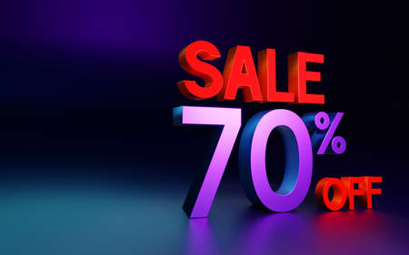 Promotion sale Big Alphabet , Glow neon light , Space background , Promotion backdrop , Shopping mall , Online marketing in special pricesの写真素材