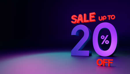 Promotion sale Big Alphabet , Glow neon light , Space background , Promotion backdrop , Shopping mall , Online marketing in special pricesの写真素材