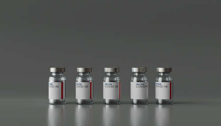Covid-19 vaccine dose bottle , Clear background , Coronavirus , 3D Renderの写真素材
