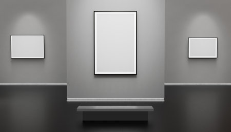3D Render Art Gallery, Photo Frame, Hall of Framesの写真素材