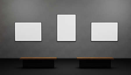 3D Render Art Gallery, Photo Frame, Hall of Framesの写真素材