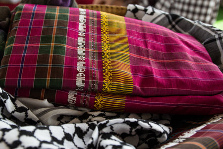Thai silk fabric in basket