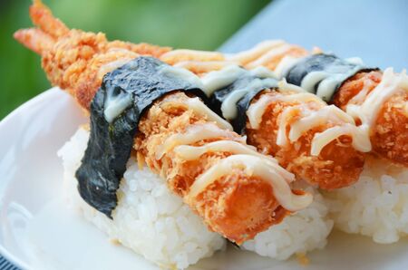 Tempura prawn with Japanese riceの写真素材