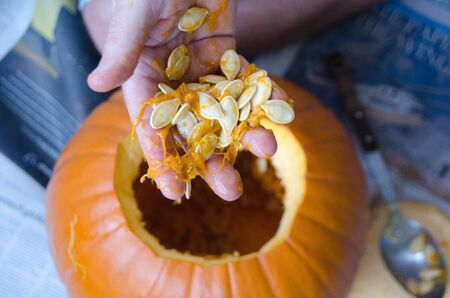Behind the scenes of   Jack O  Lantern  for Halloween nightの写真素材