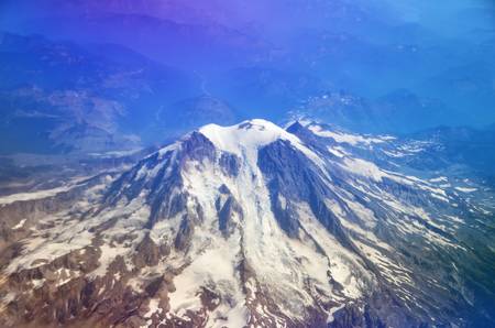 Rocky mountain view from the planeの写真素材