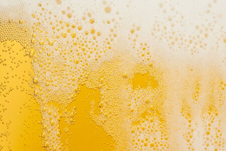 Bubbles and foam in a beerの写真素材