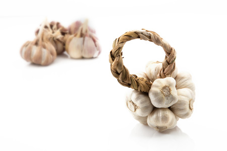 Garlic on white backgroundの写真素材
