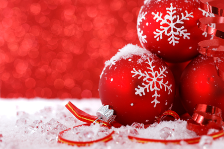 Christmas balls on abstract backgroundの写真素材