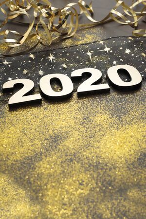 Happy New Year 2020. Symbol from number 2020 on stone backgroundの写真素材