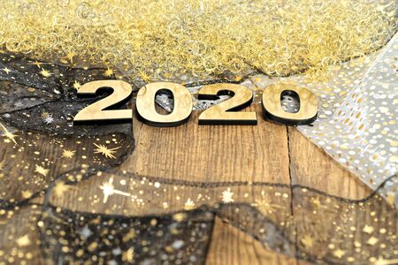 Happy New Year 2020. Symbol from number 2020 on abstract backgroundの写真素材