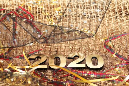 Happy New Year 2020. Symbol from number 2020 on abstract backgroundの写真素材