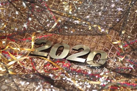Happy New Year 2020. Symbol from number 2020 on abstract backgroundの写真素材