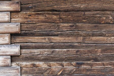 Old dark wood texture background. Tinted Wooden surface with natural pattern with vignetteの写真素材