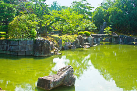 Japanese garden in Nijo castle in Kyoto, Japanのeditorial素材